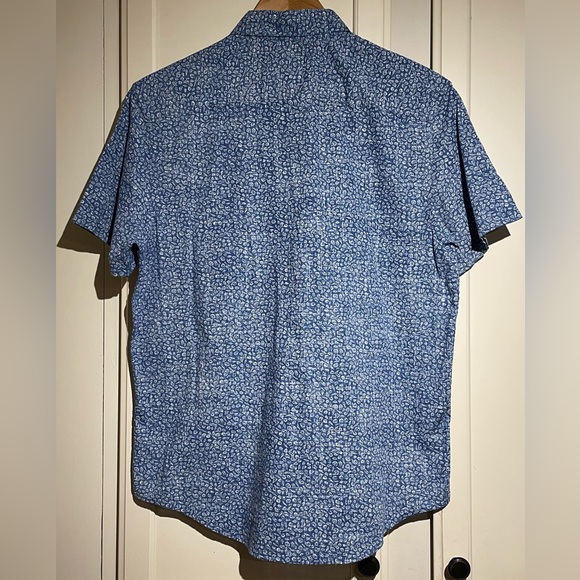 Original Penguin Men’s Short Sleeve Button Up Shirt Blue White Pattern Medium - Picture 5 of 5